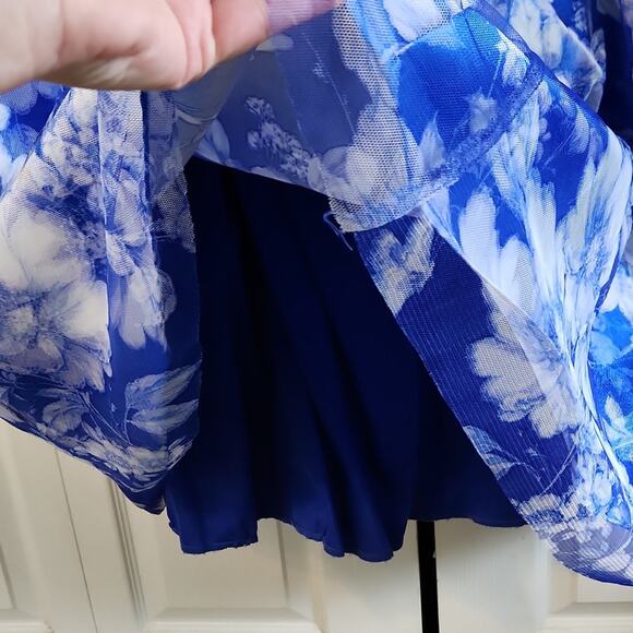 Windsor Womens Blue Floral Maxi Skirt Size SM Mesh Fairycore Coquette Formal - Picture 7 of 10